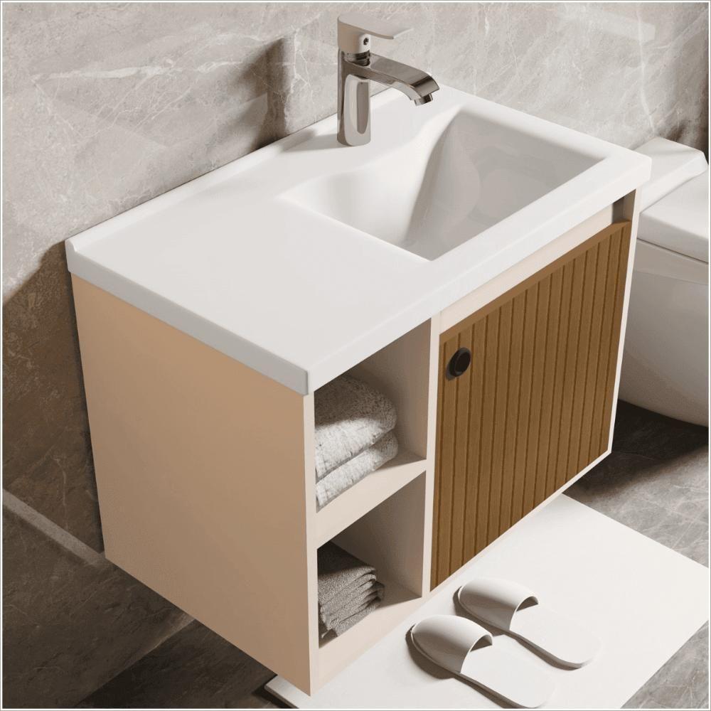 Conjunto Gabinete Com Espelheira E Cuba Para Banheiro Éden Perola Ripado - 2