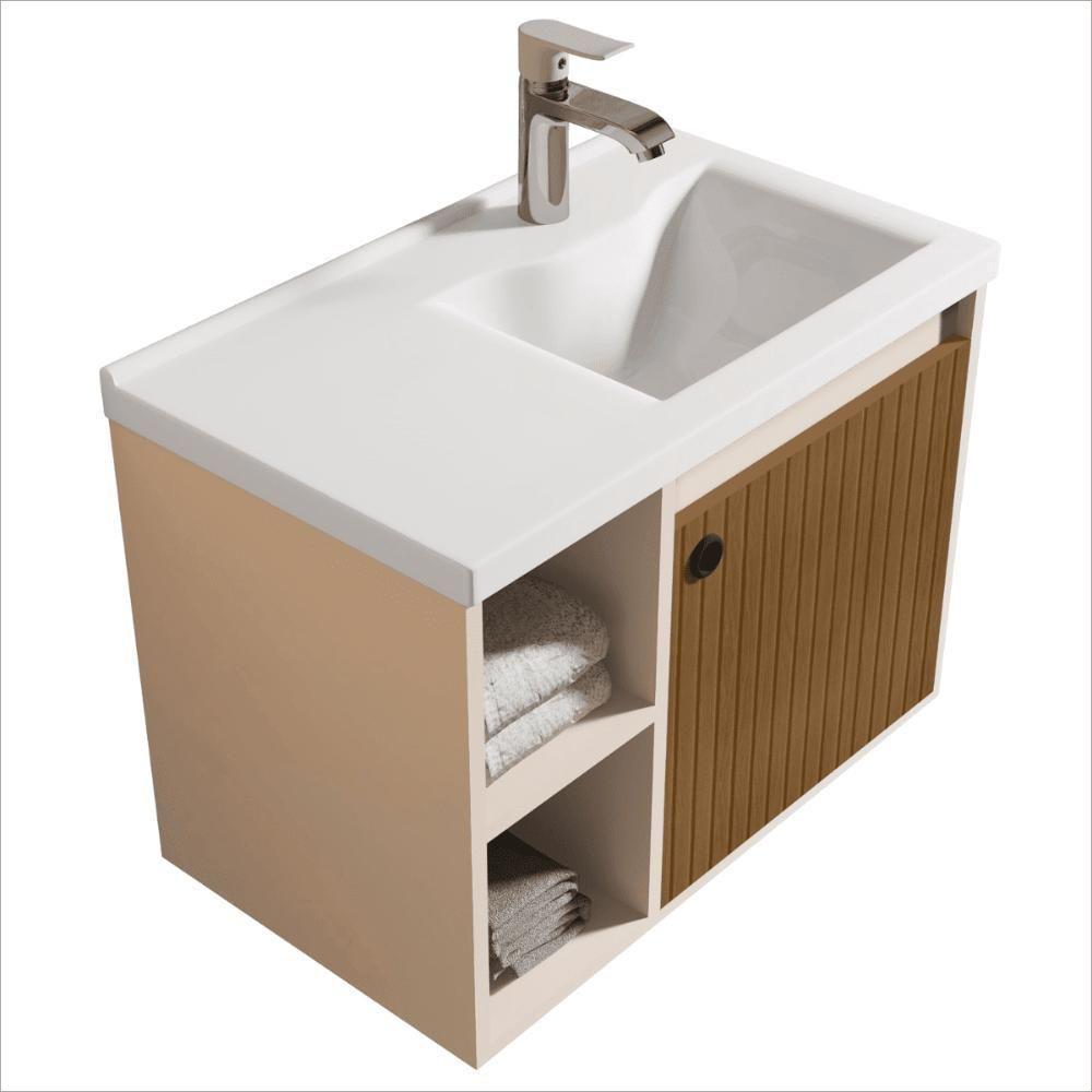 Conjunto Gabinete Com Espelheira E Cuba Para Banheiro Éden Perola Ripado - 4