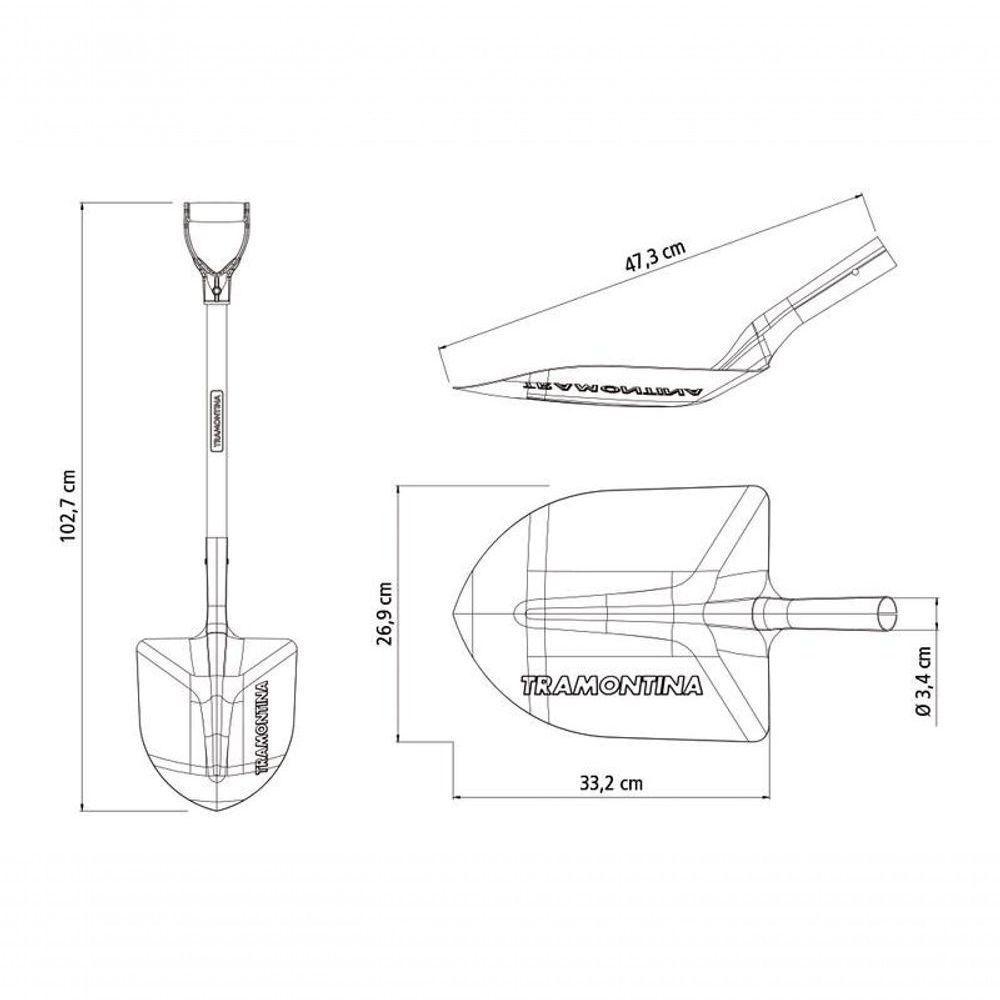 Pá De Bico Tramontina Pesada Em Aço Com Cabo De Madeira 71cm 405/30 - 3