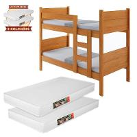 Beliche 100% Mdf Fortaleza - Duas Camas Solteiro Compacta E Moderna Nature Com 2 Colchões - 2