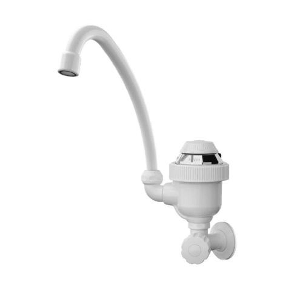 Torneira Elétrica Bica Alta Parede 220 Volts - 4400 Watts - Branca - Sintex - 1