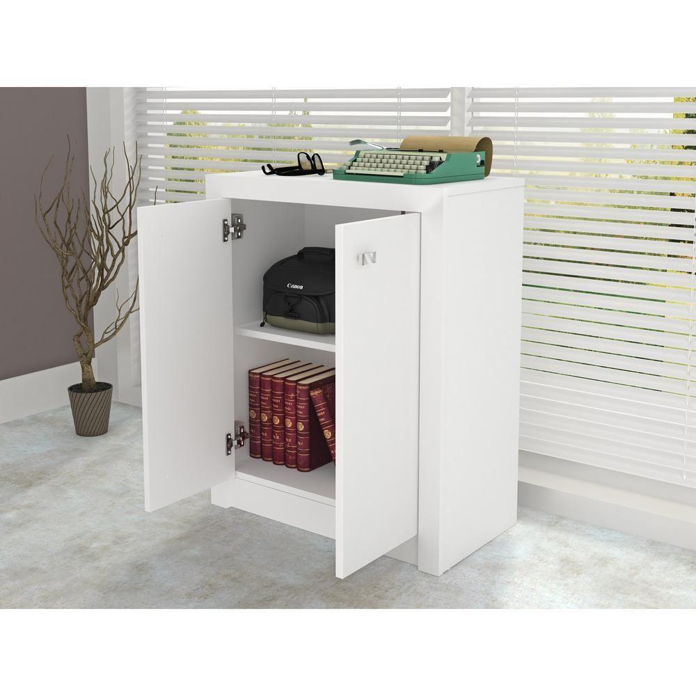 Balcão Escritório Com 2 Portas Multimóveis Vcr25013 Branco Branco - 4