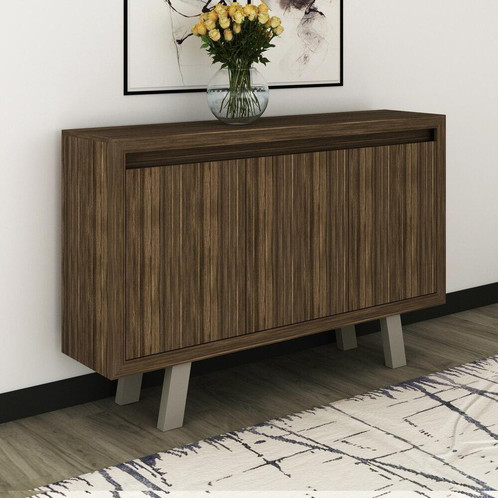 Balcão Escritório Com 3 Portas Cr25028 Nogal/Fendi - 1