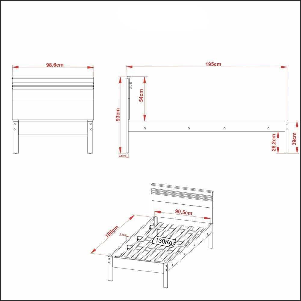Cama De Solteiro Para Colchão 88 X 188Cm Multimóveis Vcr35014 Branco Branco - 4