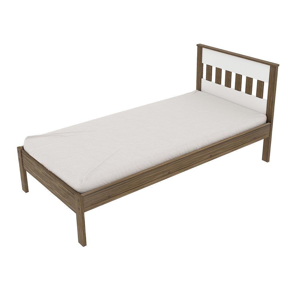Cama De Solteiro Para Colchão 88 X 188 Cm Multimóveis Vcr35010 Nogal/Branco Nogal/Branco - 1