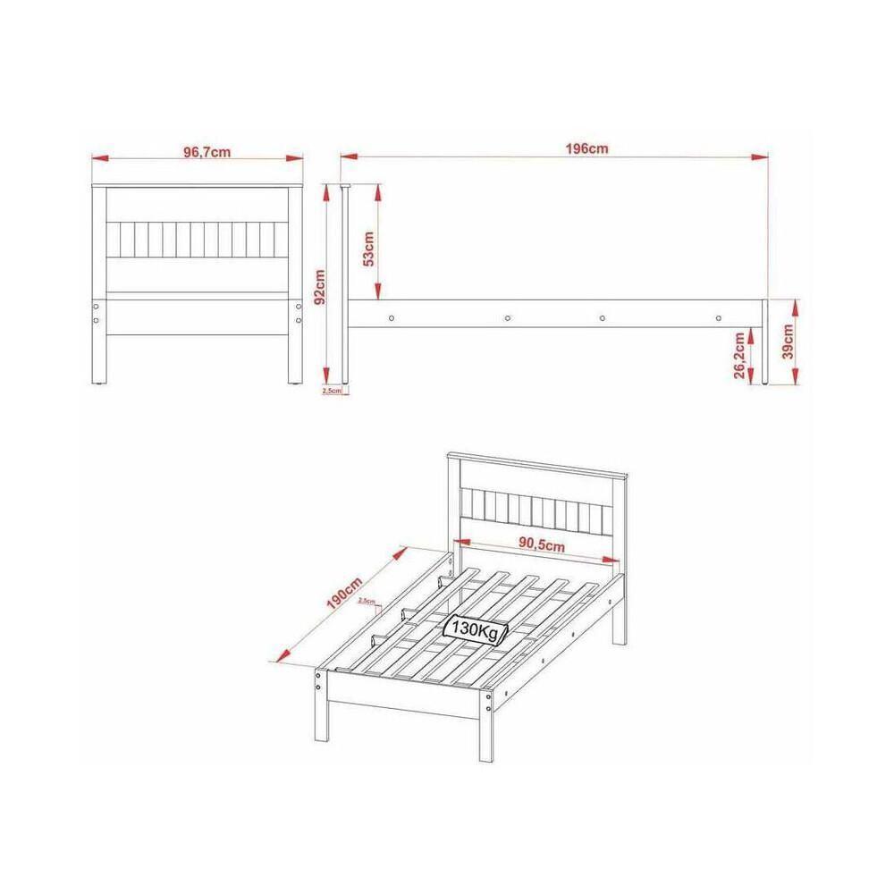 Cama De Solteiro Para Colchão 88 X 188 Cm Multimóveis Vcr35010 Branco Branco - 3