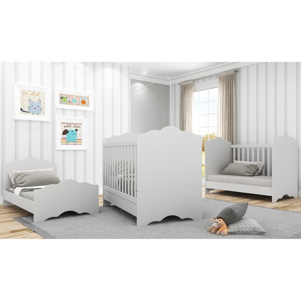 Berço Americano 3 Em 1 Para Colchão 70 X 130 Cm Nuvem Multimóveis Branco - 2