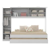 Bicama Com Guarda-roupa Para Colchão 88 X 188 Cm Multimóveis Branca - 3
