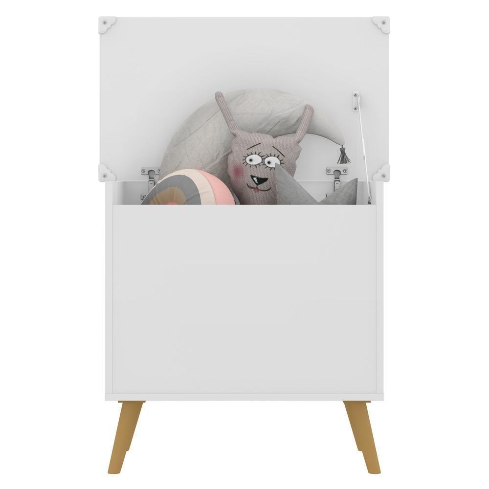 Caixa De Brinquedos Baú Organizador Retrô Multimóveis Branco/natural - 6