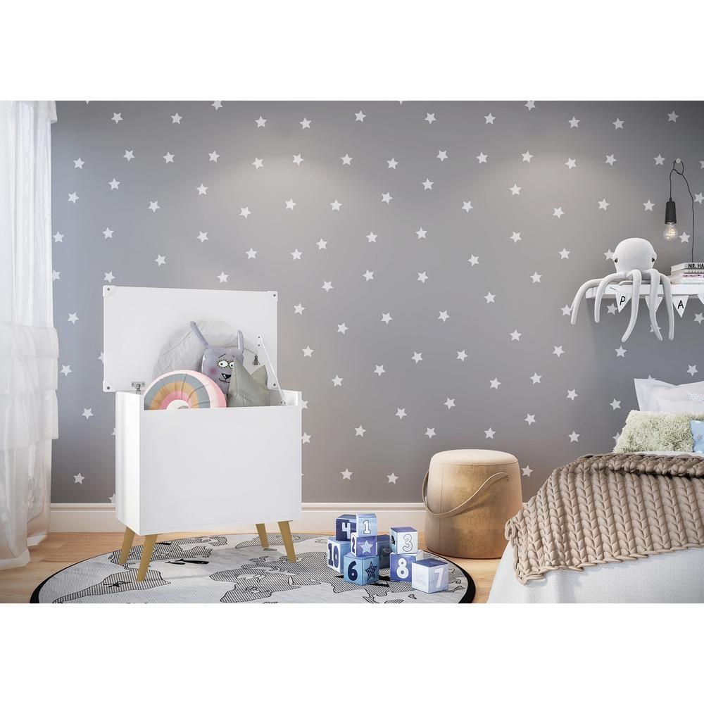 Caixa De Brinquedos Baú Organizador Retrô Multimóveis Branco/natural - 7