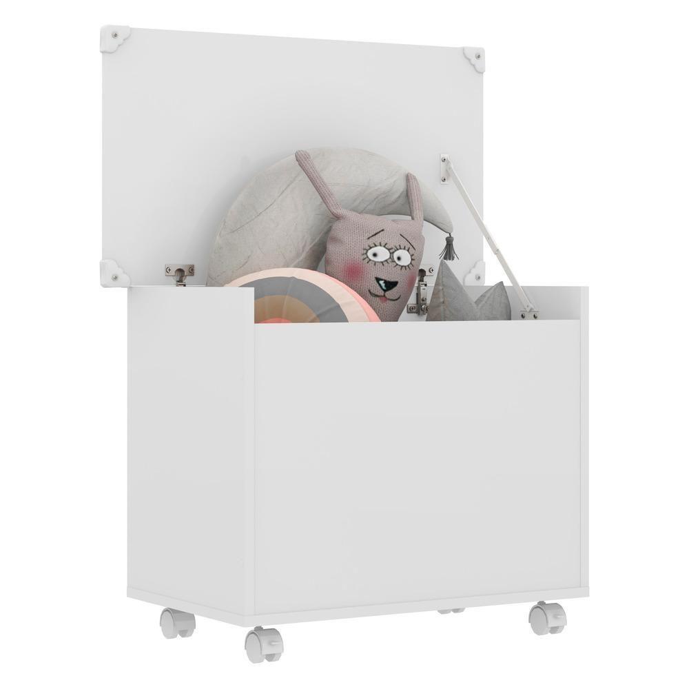Caixa De Brinquedos Baú Organizador Com Rodízios Multimóveis Branco - 4