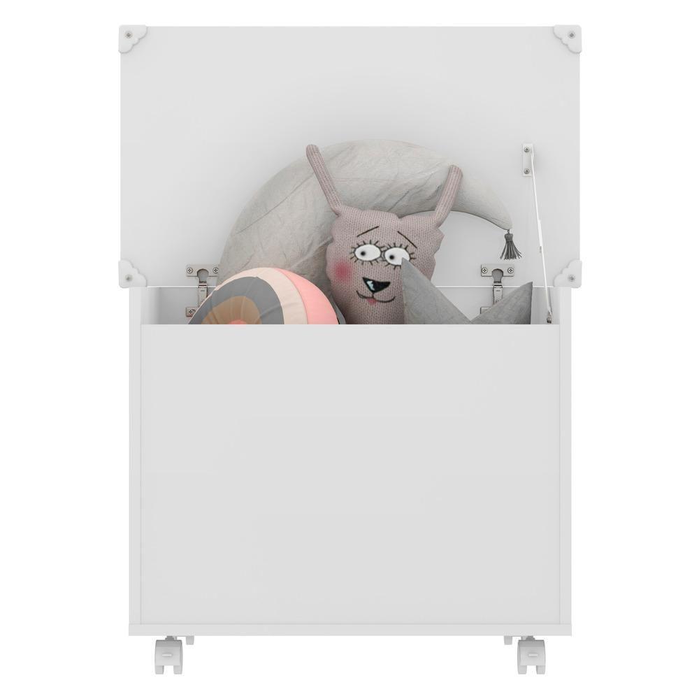 Caixa De Brinquedos Baú Organizador Com Rodízios Multimóveis Branco - 5