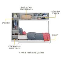 Bicama Com Guarda-roupa Para Colchão 88 X 188 Cm Multimóveis Branca - 5