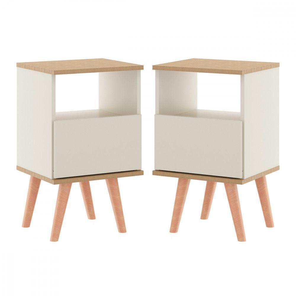 Kit 2 Mesas Cabeceira 0636 36x61cm Champanhe Menu Champanhe - 1