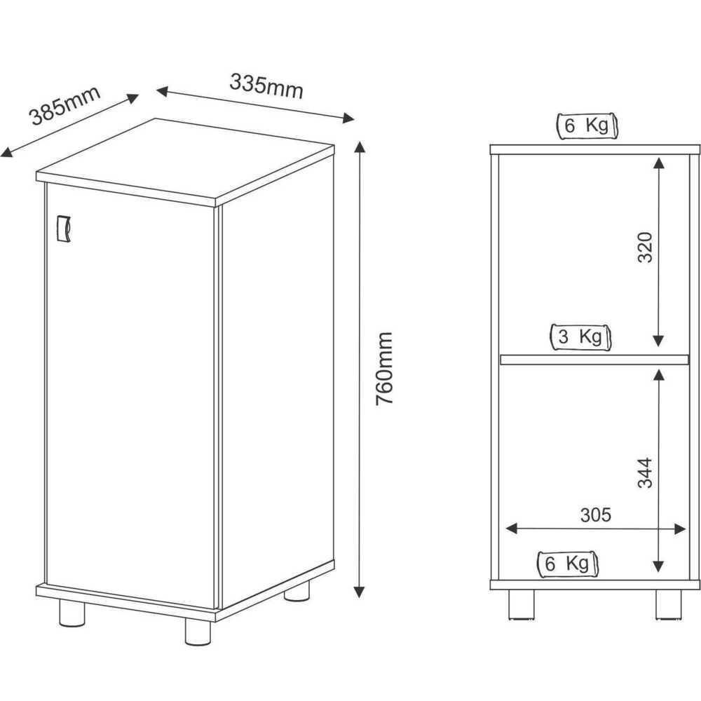 Balcão Multiuso Com 1 Porta Multimóveis Cr20006 Branco - 3