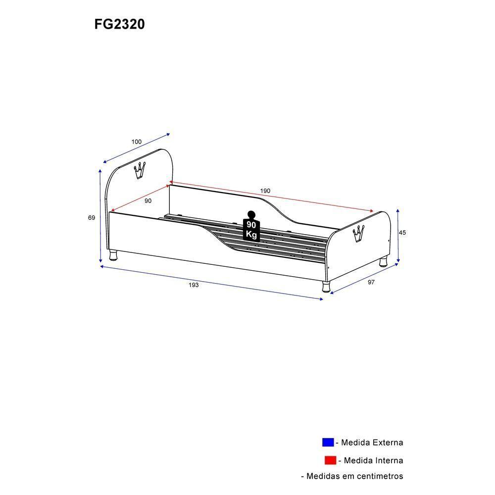 Cama Solteiro Para Colchão 88 X 188 Cm 100% Mdf Multimóveis Branca - 3