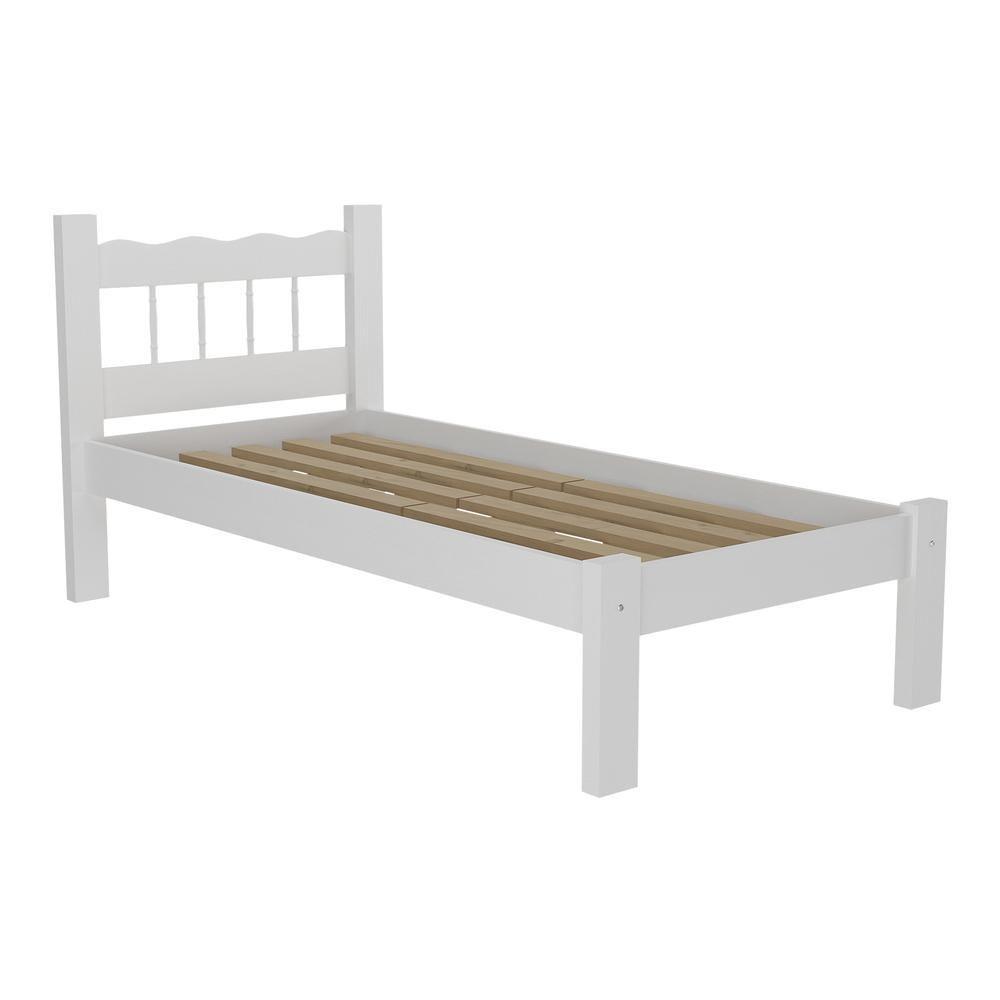 Cama Solteiro Madeira Maciça Para Colchão 78/88 X 188Cm Madri Multimóveis Vcr4141 Branco Branco - 2