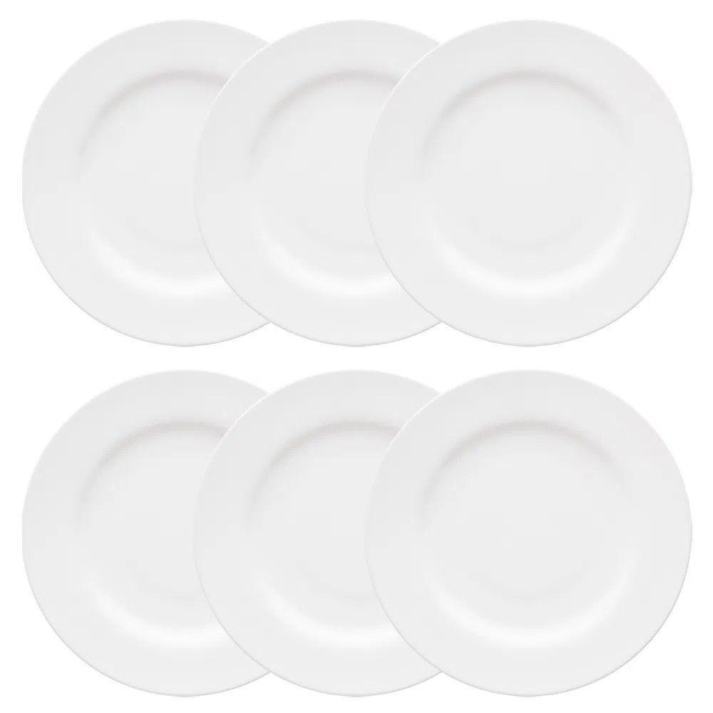 Conjunto De Pratos Rasos 06 Peças Flamingo White Oxford - 1