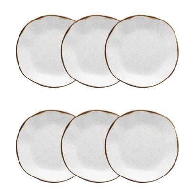 Conjunto de Pratos Fundos Ryo Maresia 6 Peças Porcelana Acabamento Esmaltado Branco Oxford