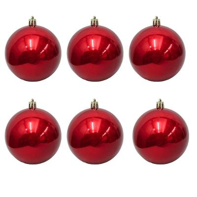 Bolinha De Natal Lisa Perolada C- 6 Peças 8cm- Vermelho- Chibrali Vermelho