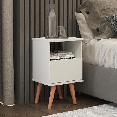 Mesa De Cabeceira Vicenza 36x61cm Mdp Branco Menu Móveis Branco