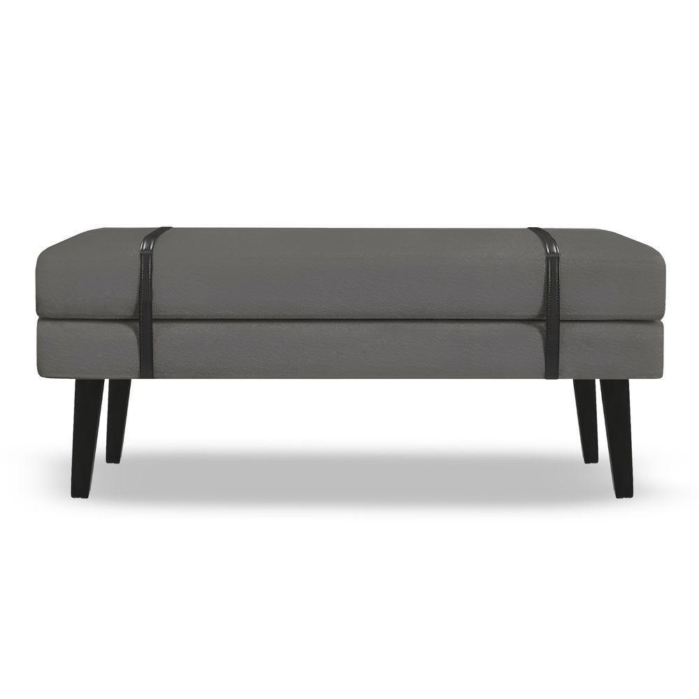 Banco Estofado Viena 1,40m Suede Cinza - Inova Decorações - 2