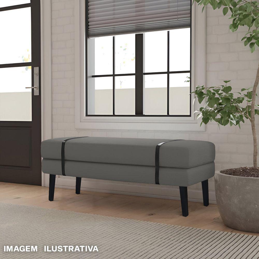 Banco Estofado Viena 1,40m Suede Cinza - Inova Decorações - 3