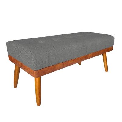 Banco Estofado Roma 160cm Courissimo Nozes-linho Grafite - Inova Decorações