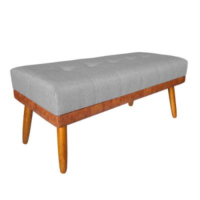Banco Estofado Roma 120cm Courissimo Nozes-linho Cinza - Inova Decorações
