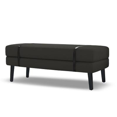 Banco Estofado Viena 1,40m Veludo Preto - Inova Decorações