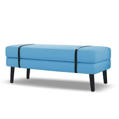 Banco Estofado Viena 1,20m Suede Azul Turquesa - Inova Decorações