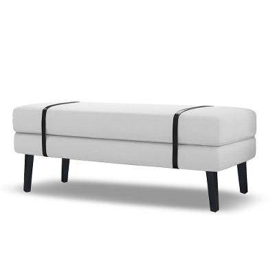 Banco Estofado Viena 1,40m Suede Branco - Inova Decorações