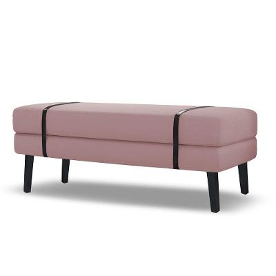 Banco Estofado Viena 1,20m Suede Rose - Inova Decorações