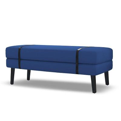 Banco Estofado Viena 1,20m Suede Azul Marinho - Inova Decorações