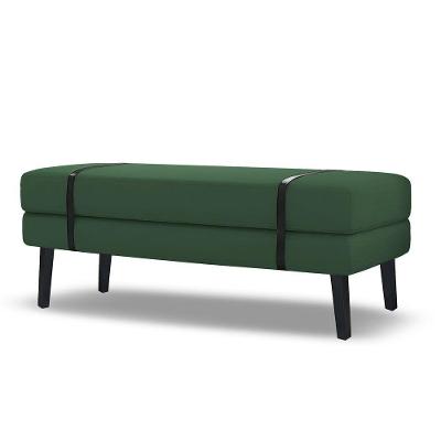 Banco Estofado Viena 1,20m Veludo Verde - Inova Decorações