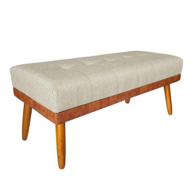 Banco Estofado Roma 140cm Courissimo Nozes-linho Bege - Inova Decorações