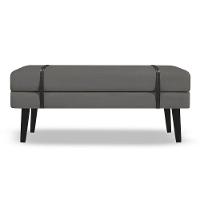 Banco Estofado Viena 1,40m Linho Grafite - Inova Decorações - 2