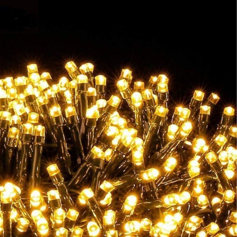 10 Metros De Led Pisca Cordão Com 100 Lampadas Formato Gota Fio Preto Branco Quente - 2