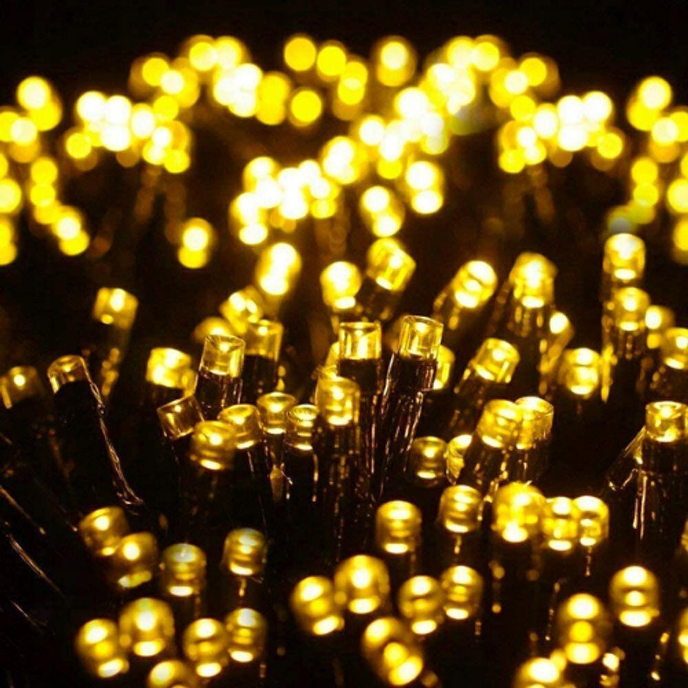 10 Metros De Led Pisca Cordão Com 100 Lampadas Formato Gota Fio Preto Branco Quente - 3