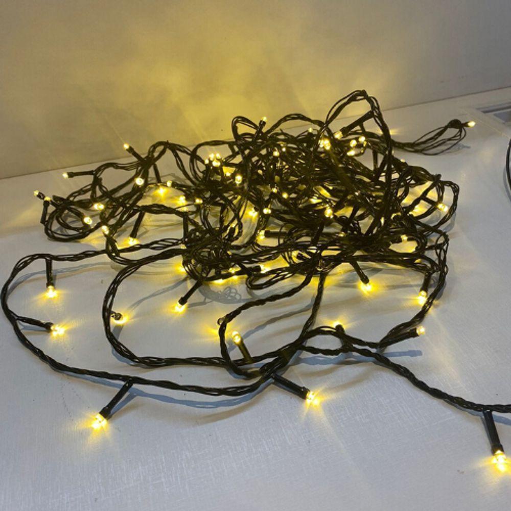 10 Metros De Led Pisca Cordão Com 100 Lampadas Formato Gota Fio Preto Branco Quente - 6