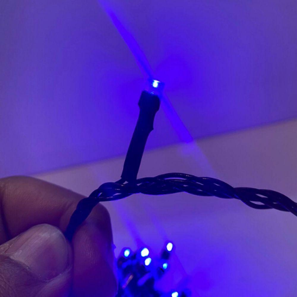 10 Metros De Led Pisca Cordão Com 100 Lampadas Formato Gota Fio Preto Azul - 2