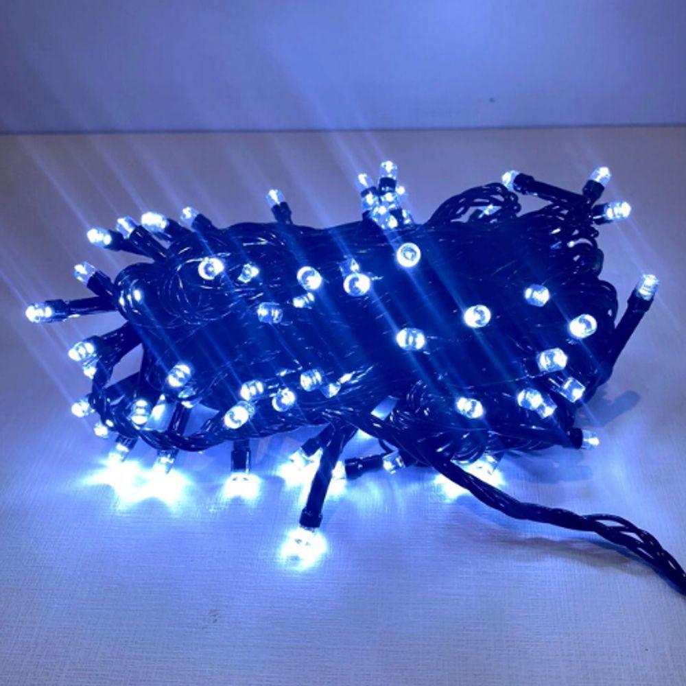 10 Metros De Led Pisca Cordão Com 100 Lampadas Formato Gota Fio Preto Branco Frio - 3