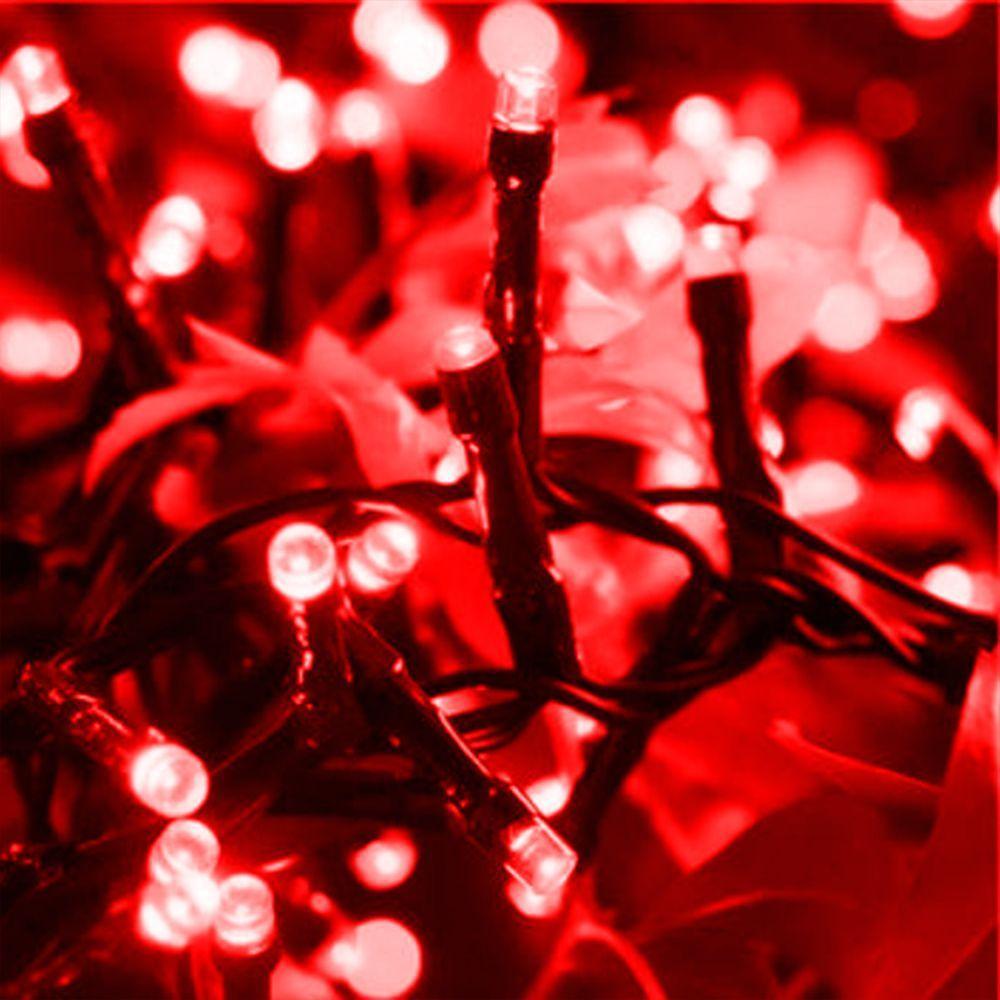 10 Metros De Led Pisca Cordão Com 100 Lampadas Formato Gota Fio Preto Vermelho - 1