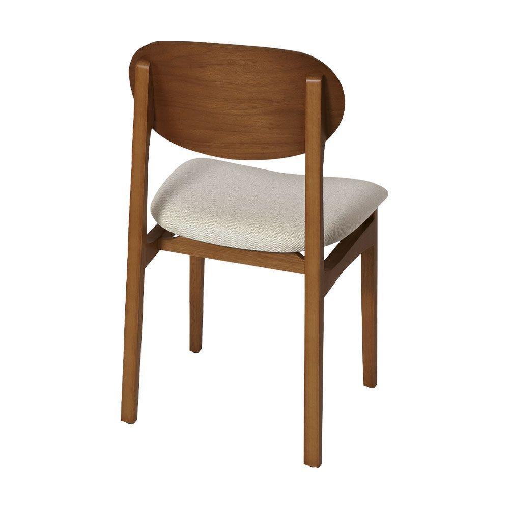 Conjunto 4 Cadeiras Para Jantar Samba Encosto Anatômico Jequitibá Nozes Linho Bege - 5