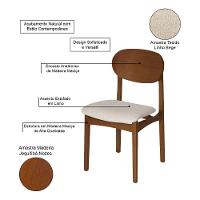 Conjunto 6 Cadeiras De Jantar Samba Design Clássico Jequitibá Nozes Linho Bege - 3