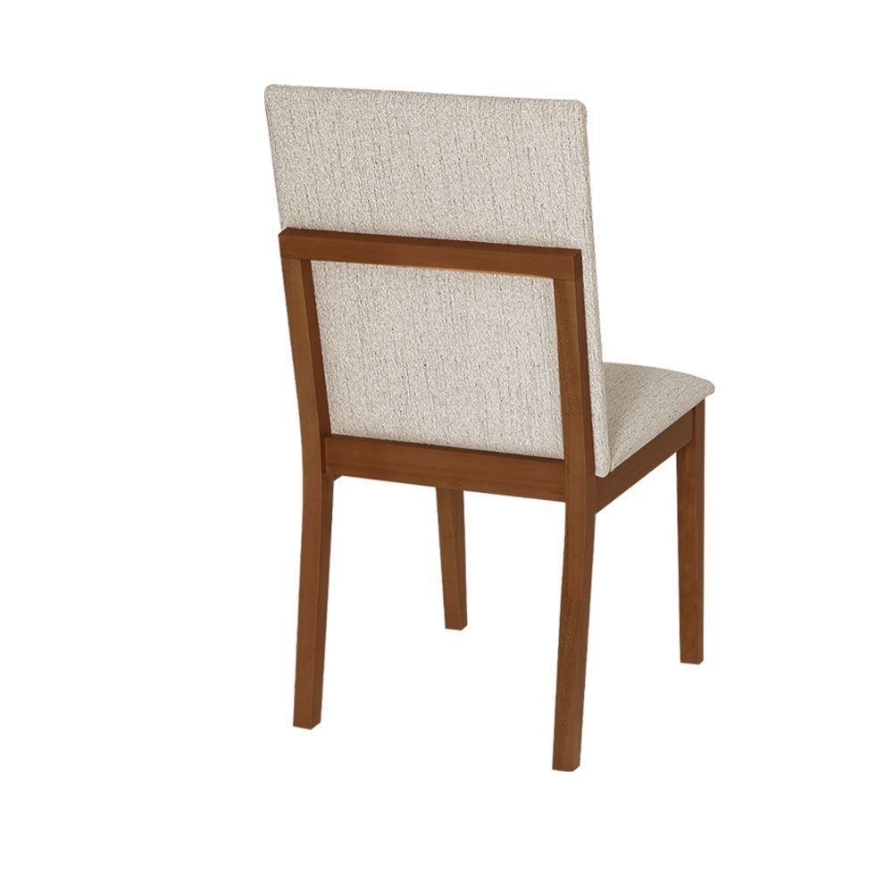 Conjunto 2 Cadeiras De Jantar Sofia Design Clássico Jequitibá Nozes Linho Bege - 5