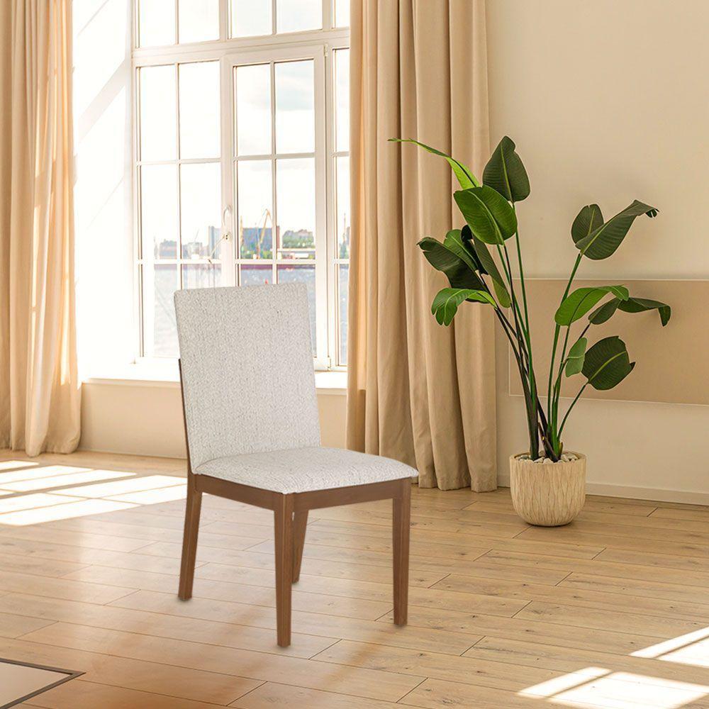 Conjunto 8 Cadeiras De Jantar Sofia Design Clássico Jequitibá Nozes Linho Bege - 2