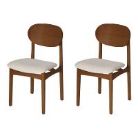Conjunto 2 Cadeiras De Jantar Samba Encosto Ergonômico Jequitibá Nozes Linho Bege - 1
