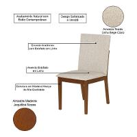 Conjunto 6 Cadeiras De Jantar Sofia Elegante Madeira Jequitibá Nozes Bege - 3