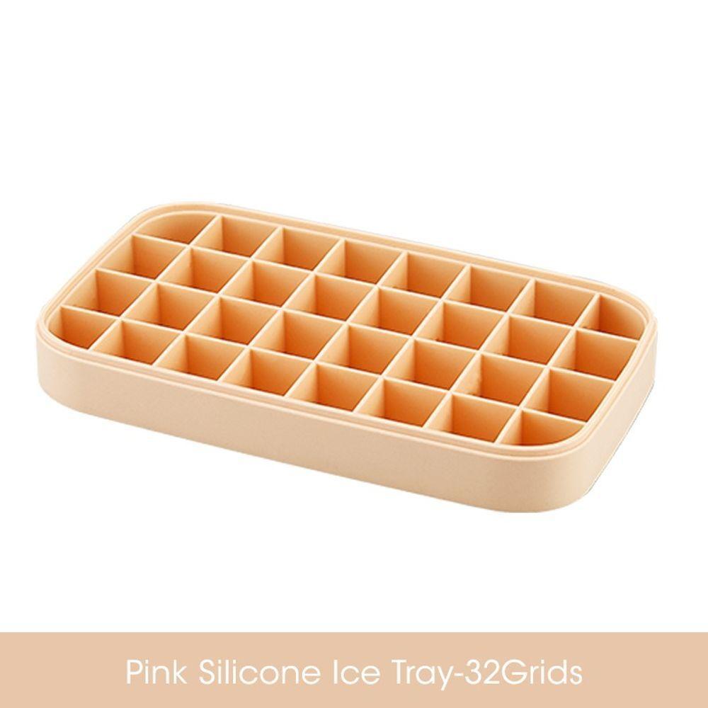 Bandeja De Silicone Cubos De Gelo Com Tampa E Caixa De Armazenamento Rosa - 3